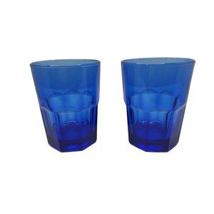 vintage set of crisa boston cobalt blue 8oz glass tumblers